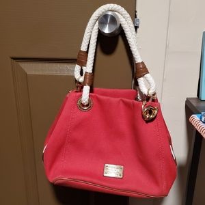 Red Michael Kors bucket bag
